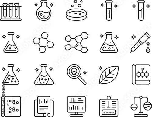 Science Lab Equipment Icons Chemistry, Biology, and Research Illustrations
