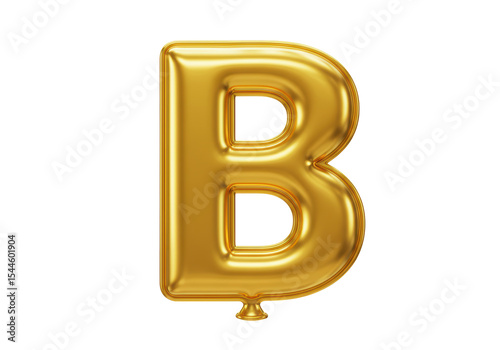 Isolated Golden Balloon Letter B