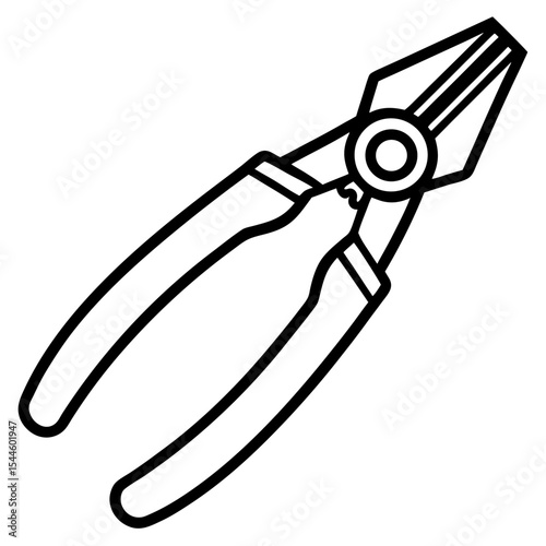 Minimalist Pliers Line Art Illustration