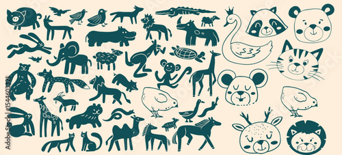 Hand-Drawn Animal and Nature Doodle Set