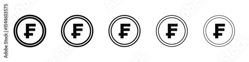 Swiss franc currency icon filled flat sign concept for web design.