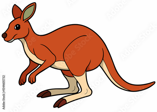 A cute, isolated cartoon kangaroo and its baby, illustrated as a vector animal in the wild