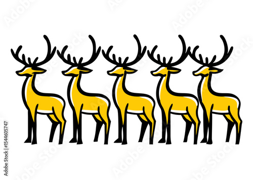 Deer silhouette vector illustration of a wild stag with prominent antlers, ideal for nature and wildlife designs