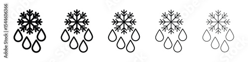 Snowflake droplets icon filled flat sign concept for web design.