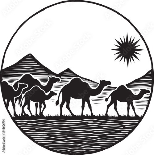 Desert Camel Ride Silhouette Bundle