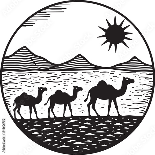 Desert Camel Ride Silhouette Bundle