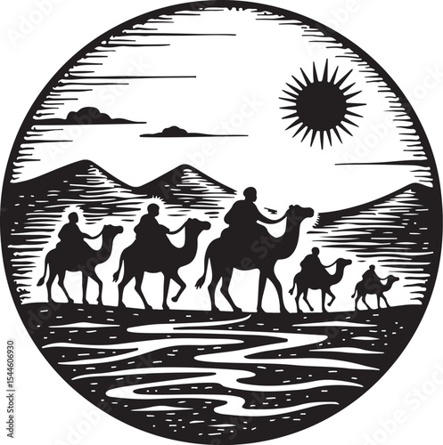 Desert Camel Ride Silhouette Bundle
