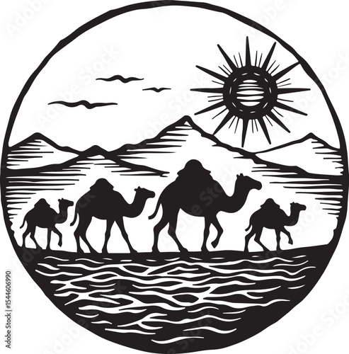 Desert Camel Ride Silhouette Bundle
