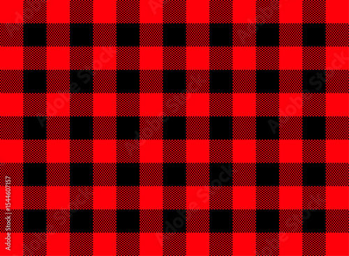 Gingham Check Pattern Red and Black