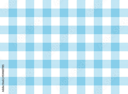 Gingham Check Pattern Light Blue and White