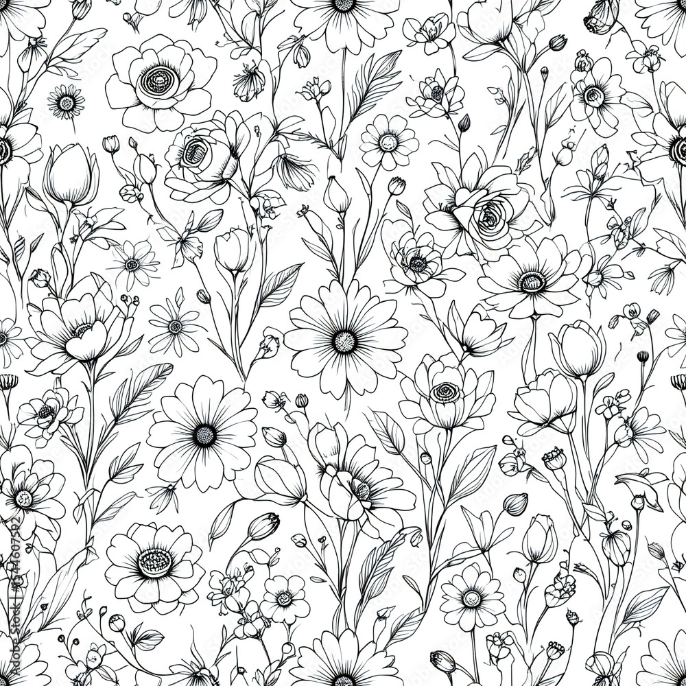 Fototapeta premium seamless pattern with flowers