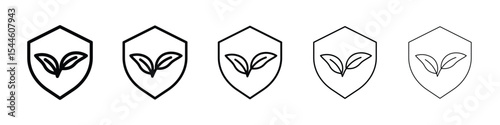 Shield with leafs icon filled flat sign concept for web design.