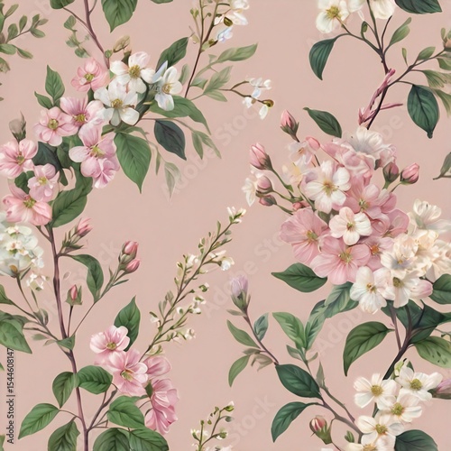 seamless pattern with pink flowers
