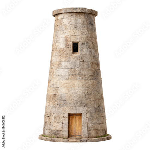 Isolated Ancient Stone Tower with Transparent Background for Design