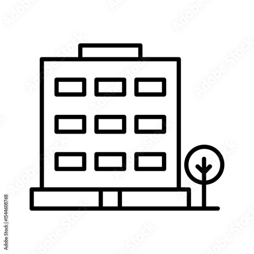 Lineart Icon office building for property management and housing service branding