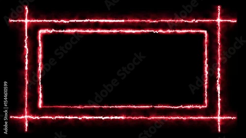 Futuristic luminous black rectangular border animation. Circular square frame motion icon spinning retro loop on dark backdrop