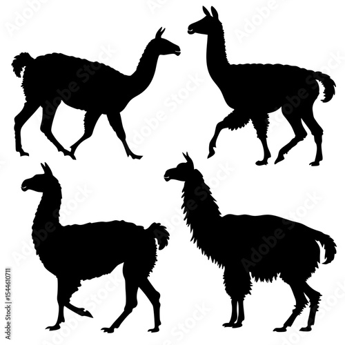 Llamas Silhouette Vector Set in Minimalist Flat Style