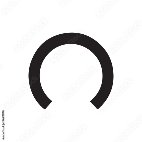 Minimal black circle icon with segment cut out.


