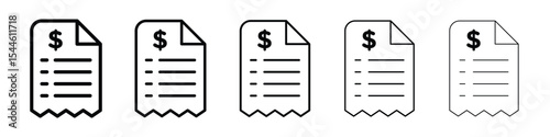 Receipt icon filled flat sign concept for web design.