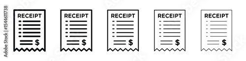 Receipt icon filled flat sign concept for web design.
