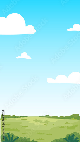 Yellow Meadow and Sky – Vertical Cartoon Nature Background Vector