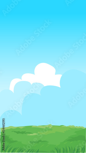 Sky and Wheat Field – Vertical Cartoon Nature Background Vector