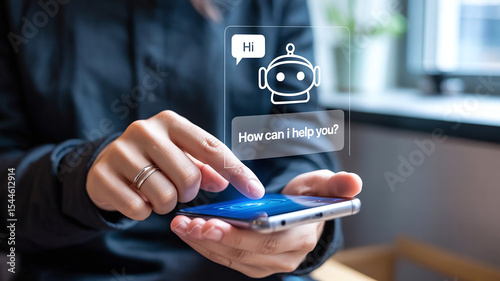 Businessman Leveraging AI Chatbots on Smartphones for Digital Communication and Customer Service Smart Virtual Assistants Powering Intelligent Systems in Modern Business and Everyday Life