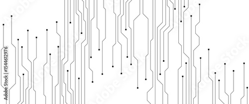 Abstract Technology Background, grey circuit board pattern, microchip, power line, blank space