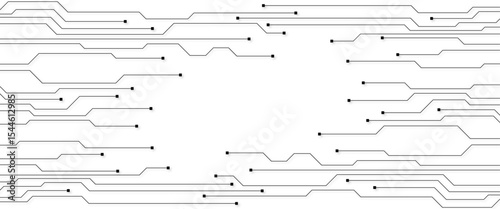 Abstract Technology Background, grey circuit board pattern, microchip, power line, blank space
