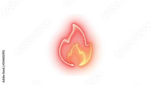 Fire burning icon in glowing moving icon in 4K White
