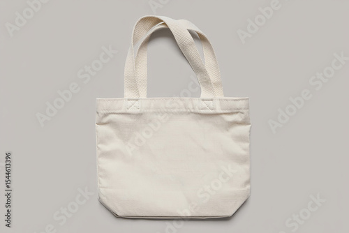 Blank small cotton tote bag mockup on gray background