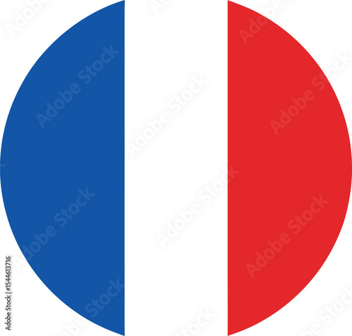 france flag icon in circular shape, french national symbol, tricolor vector design