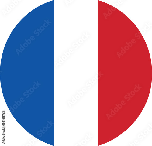 france flag icon in circular shape, french national symbol, tricolor vector design