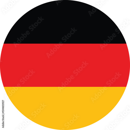 germany flag icon in circular shape, german national symbol, tricolor vector art

