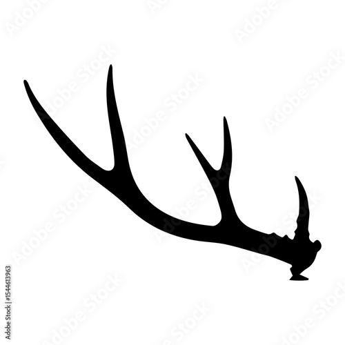 Silhouette of animal horns isolated on white background, ideal for wildlife branding, hunting graphics, tribal or rustic logos, fantasy art, strength symbolism, or cultural design themes

