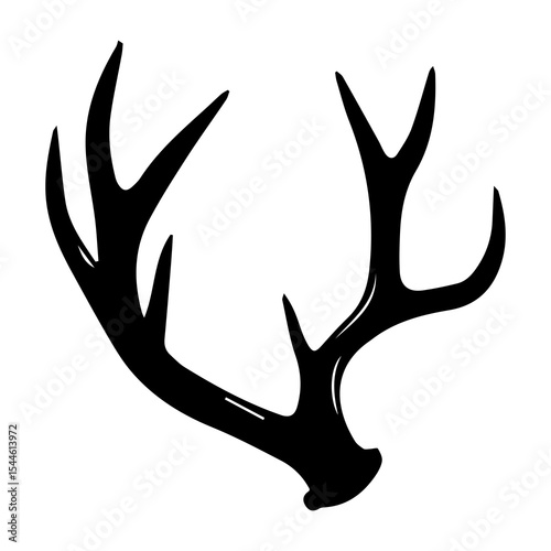 Silhouette of animal horns isolated on white background, ideal for wildlife branding, hunting graphics, tribal or rustic logos, fantasy art, strength symbolism, or cultural design themes

