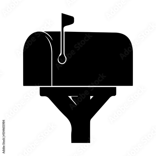 Silhouette of a letter box or mailbox isolated on white background, ideal for postal service icons, communication design, real estate visuals, delivery themes, or vintage mail concepts

