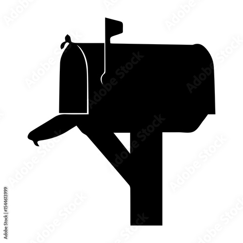 Silhouette of a letter box or mailbox isolated on white background, ideal for postal service icons, communication design, real estate visuals, delivery themes, or vintage mail concepts

