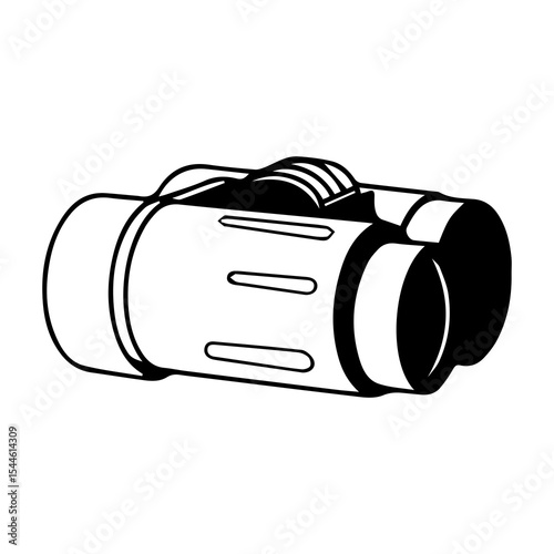Silhouette of binoculars isolated on white background, perfect for exploration, adventure, surveillance, travel visuals, wildlife observation, military, scouting, or outdoor themes

