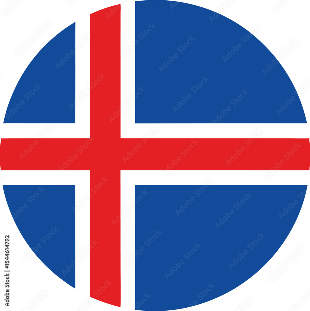 Obraz premium iceland flag icon in circular shape, nordic cross symbol, vector national design
