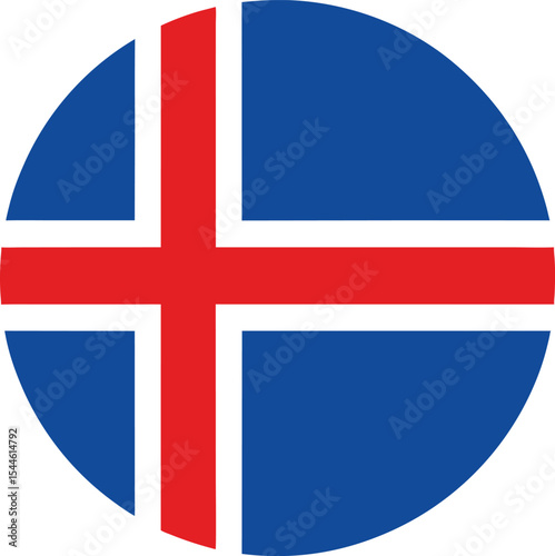 iceland flag icon in circular shape, nordic cross symbol, vector national design


