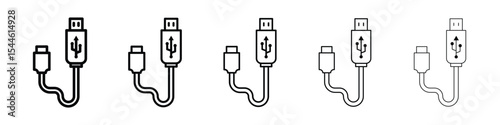 Plug USB cable icon filled flat sign concept for web design.