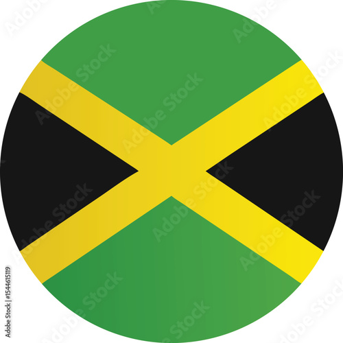 jamaica flag icon in circular shape, jamaican national symbol, vector design

