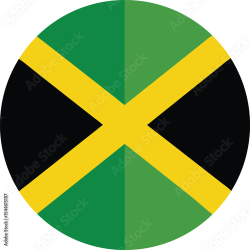 jamaica flag icon in circular shape, jamaican national symbol, vector design

