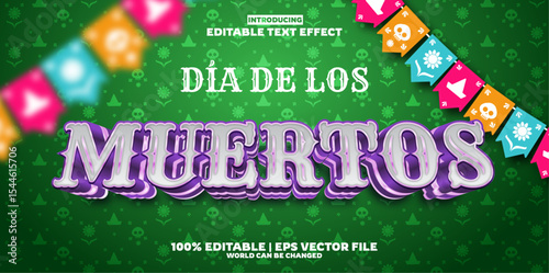 Dia de muertos editable text effect in modern trend style