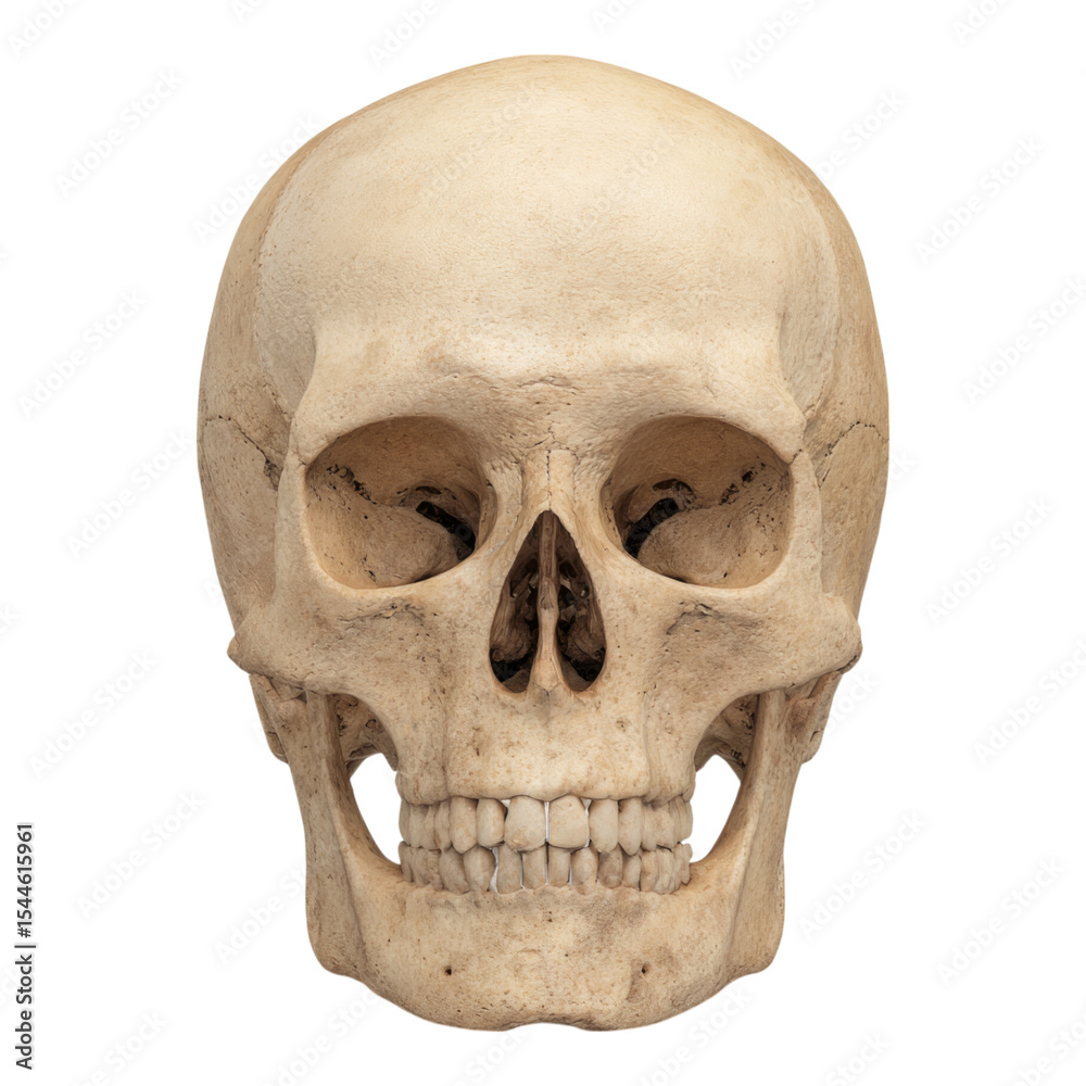 Fototapeta premium Detailed Human Skull Isolated on Transparent Background for Education