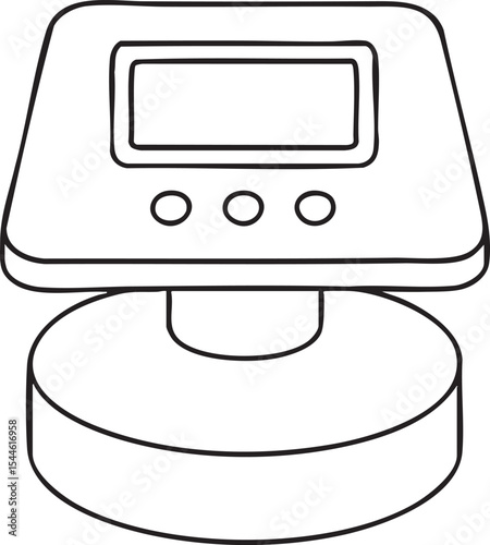 Outline Drawing of a Digital Scale with Display and Buttons Simple and Clean Illustration Style black