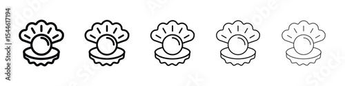 Pearl in the open shell icon filled flat sign concept for web design.