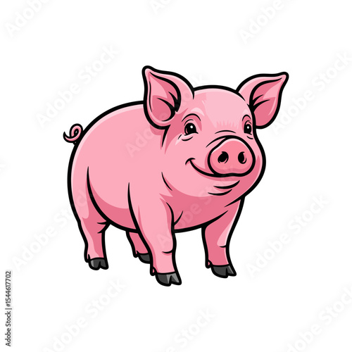 pink pig vector illustration on white background