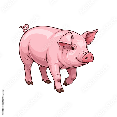 pink pig vector illustration on white background